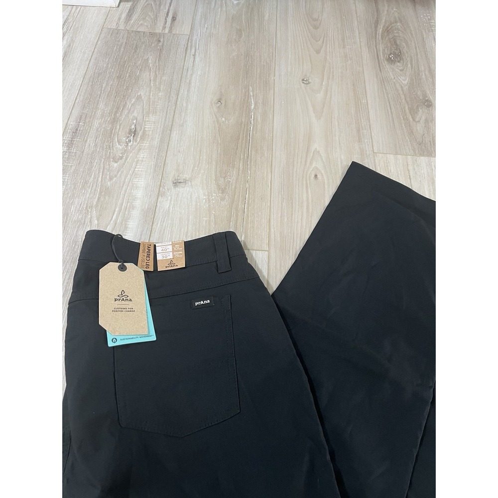 Prana Brion Slim Pant II Mens 40/30 Black Tapered Leg NWT